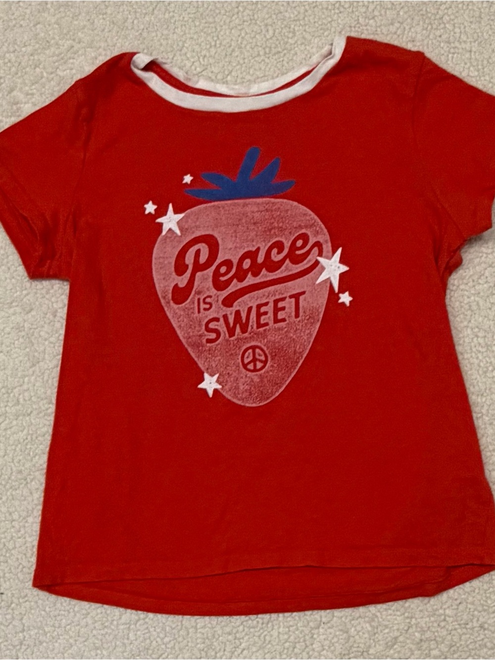 Old Navy "Peace is Sweet" Strawberry Ringer T-Shirt